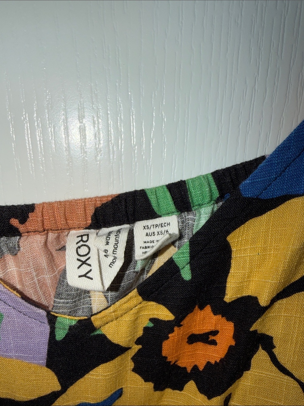 Roxy "Waiting Line" midi dress Multicolor Floral black , Yellow, Blue & Green XS - Picture 6 of 8